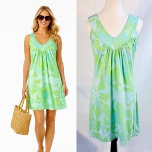 Lilly Pulitzer Nadia Dress Limeade Love Me or Leaf Me Silk Cotton XS💛